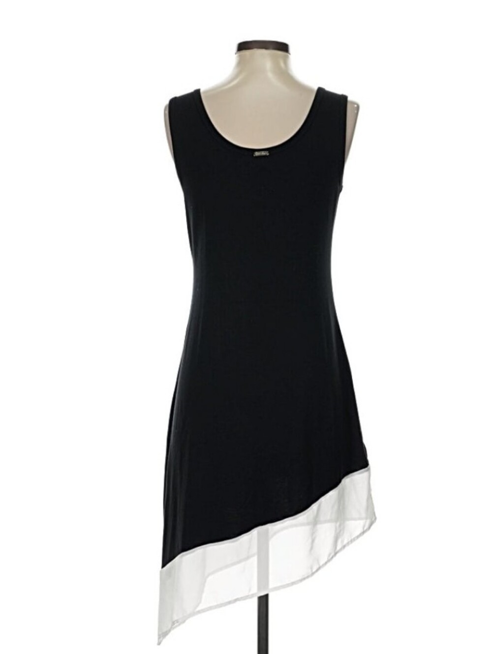 Calvin Klein Asymetrical Hem Sleeveless Dress feat. B&W Colorblock Design - Picture 6 of 11